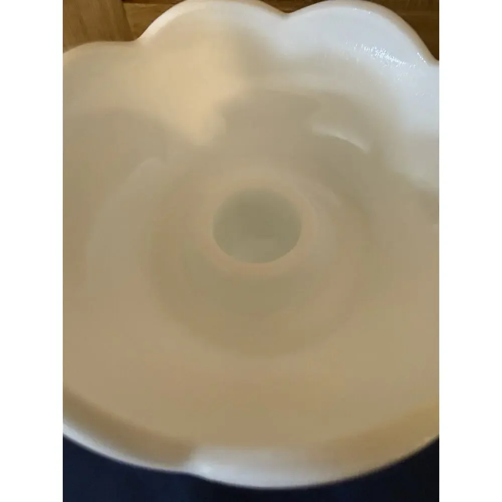 Vintage Candlestick Holder White Milk Glass with Grapes and Leaves Bowl
